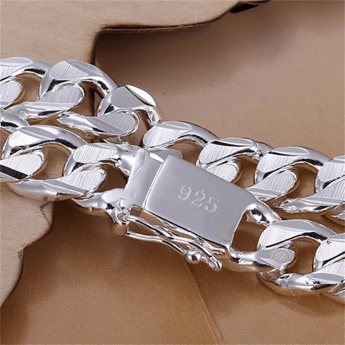 High-end Men's Fine 925 sterling Silver Bracelet 10MM