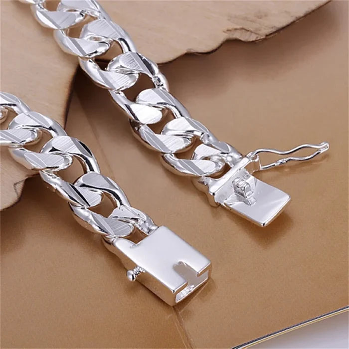 High-end Men's Fine 925 sterling Silver Bracelet 10MM