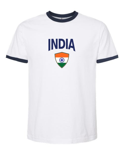 India Arched Crest Soccer Ringer Tee — NYC Factory