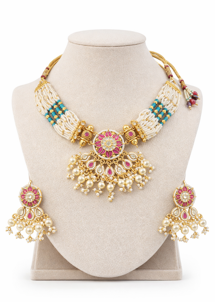 Ivory Gulnaar Kundan Choker Set - Pabeena