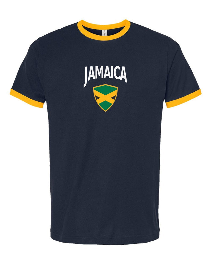 Jamaica Arched Crest Soccer Ringer Tee — NYC Factory