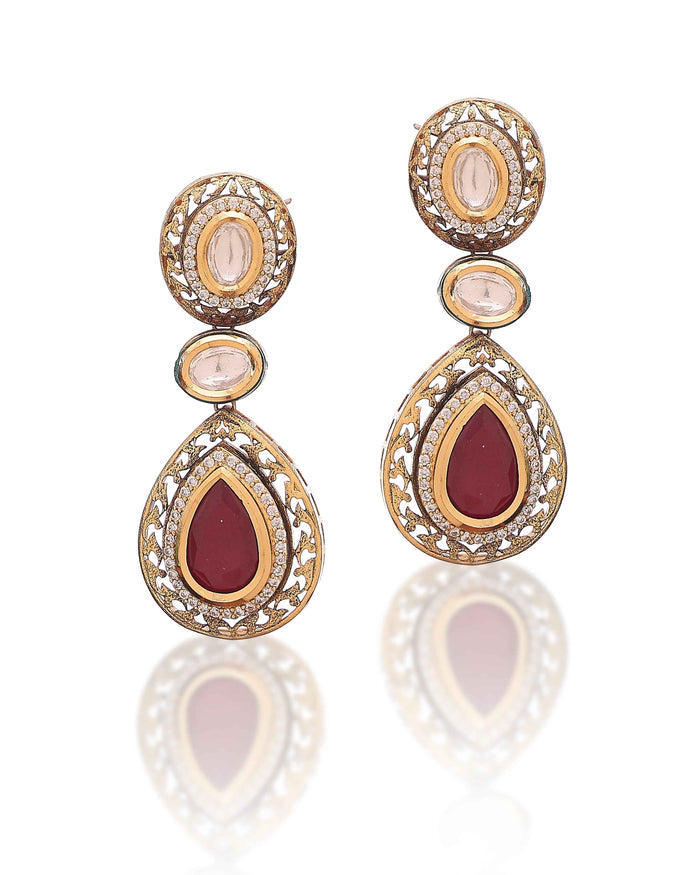 Jharvani Moissanite Ruby-Filigree Bridal Set
