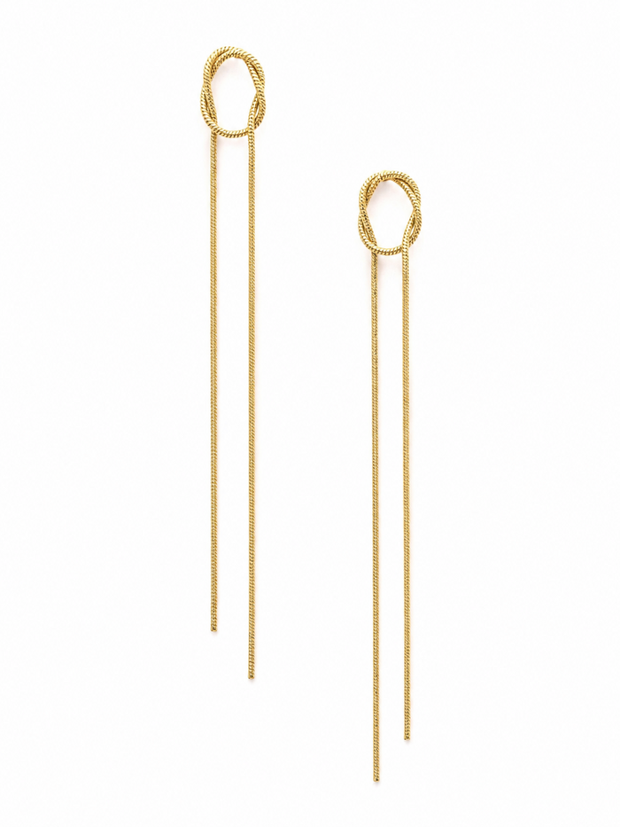 Knotelle Long Drop Earrings – Gold Plated Chain Drop Earrings – Pabeena