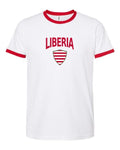 Liberia Arched Crest Soccer Ringer Tee — NYC Factory
