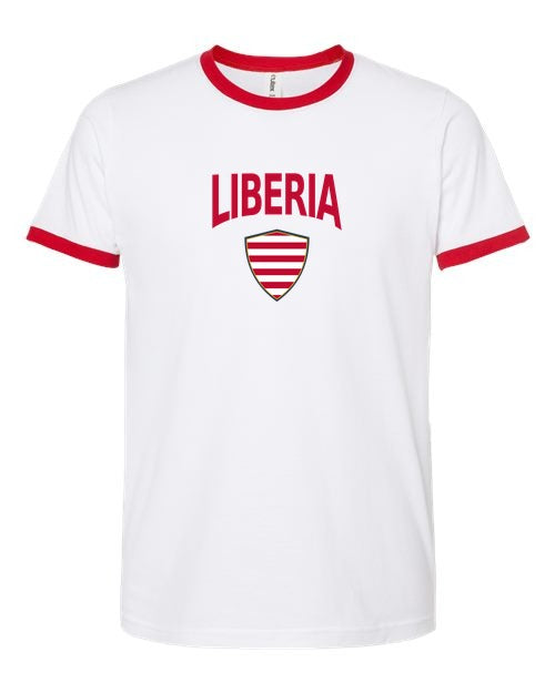 Liberia Arched Crest Soccer Ringer Tee — NYC Factory