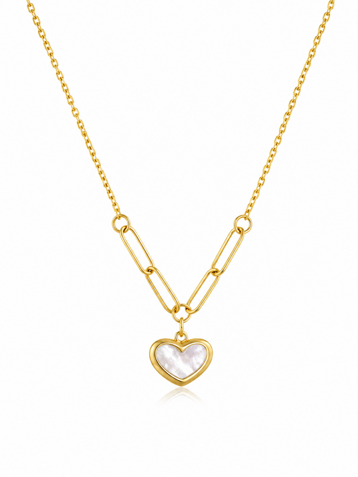 Lumière Pearl Heart Necklace – Gold Plated Pearl Pendant Necklace – Pabeena