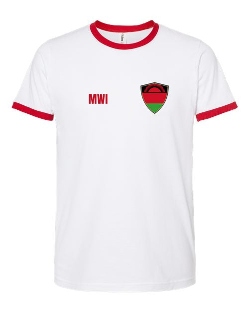 Malawi Soccer Ringer Tee — Retro National Crest | NYC Factory