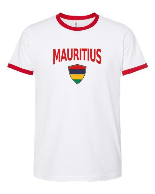 Mauritius Arched Crest Soccer Ringer Tee — NYC Factory