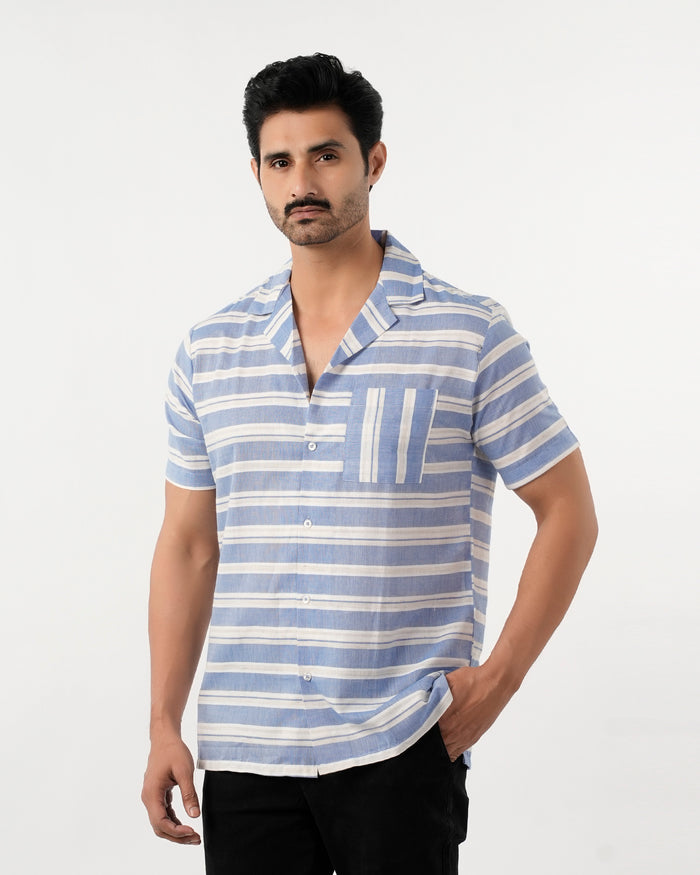 Men's Casual Half Sleeves Strip Shirt