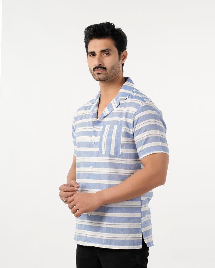 Men's Casual Half Sleeves Strip Shirt