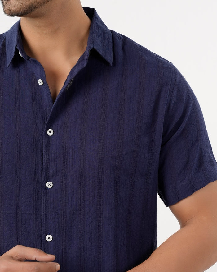 Men's Casual Half Sleeves Strip Shirt