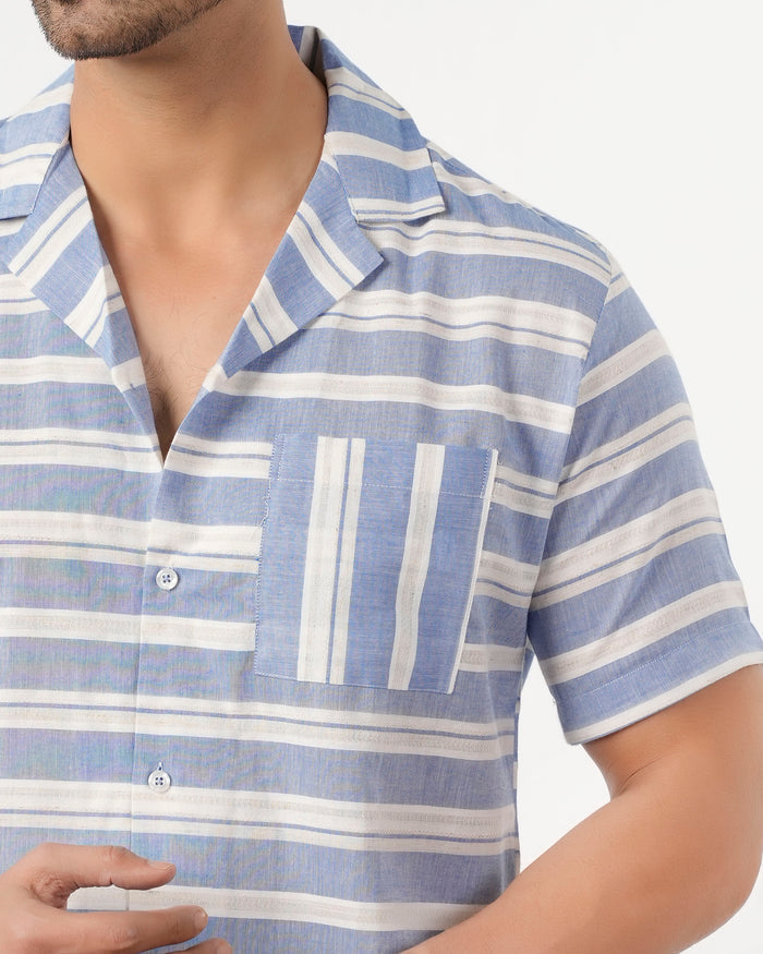 Men's Casual Half Sleeves Strip Shirt