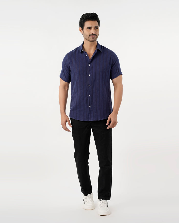 Men's Casual Half Sleeves Strip Shirt
