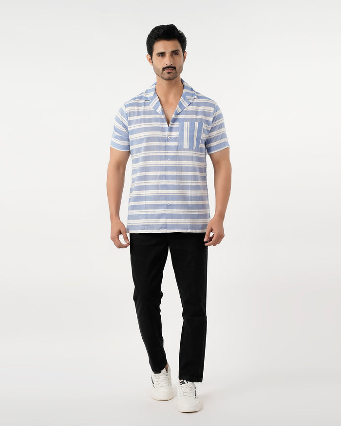 Men's Casual Half Sleeves Strip Shirt