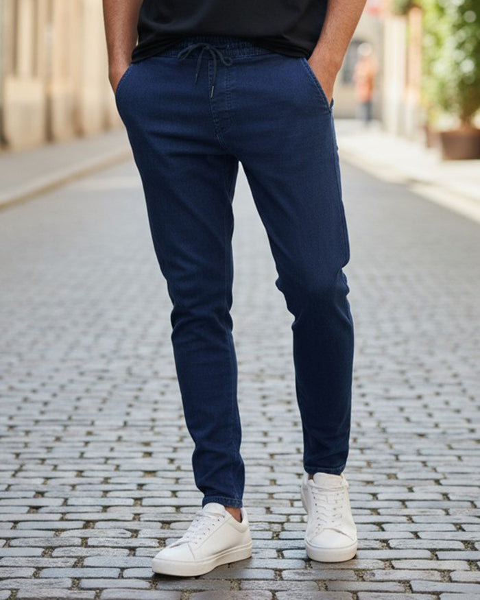 Men's Denim Cargo Pants - Blue