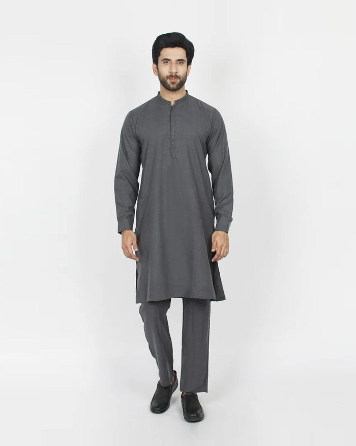 Eminent Men's Embroidered Kurta Pajama Suit - Charcoal, Men's Shalwar Kameez, Eminent, Chase Value