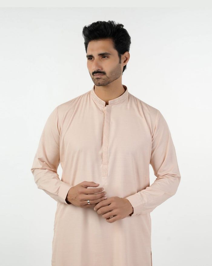 Eminent Men's Embroidered Kurta Shalwar Suit - Peach, Men's Shalwar Kameez, Eminent, Chase Value