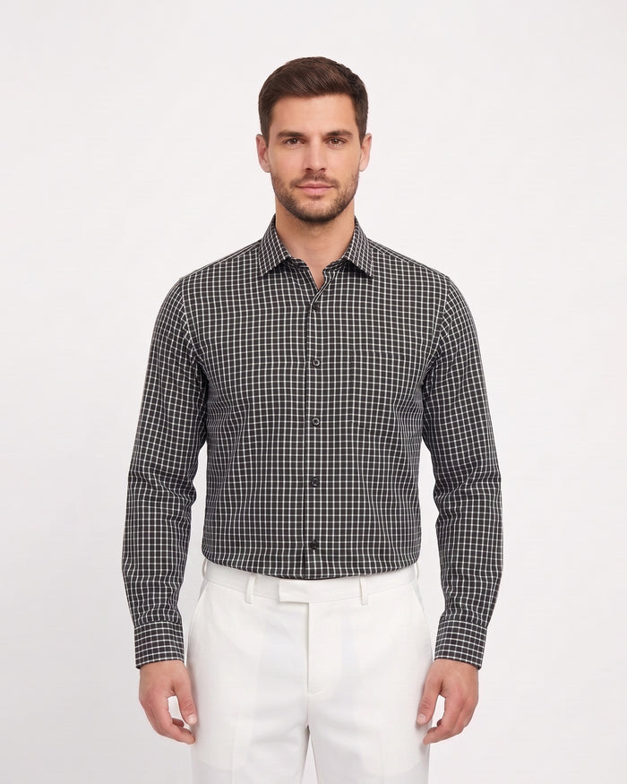 Men's Formal Dobby Check Shirt