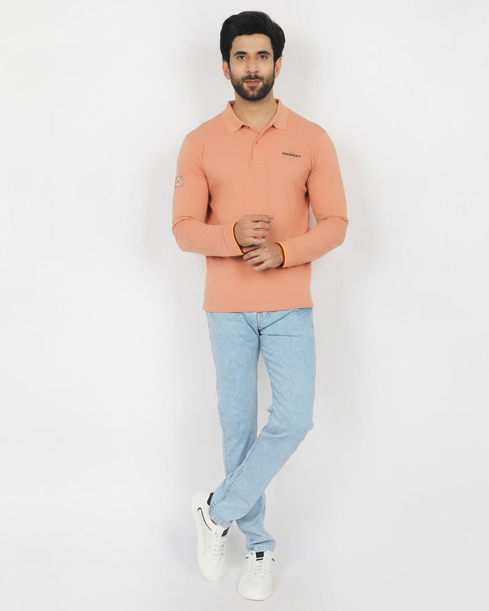 Eminent Men's Full Sleeves Polo T-Shirt - Clay, Men's T-Shirts & Polos, Eminent, Chase Value