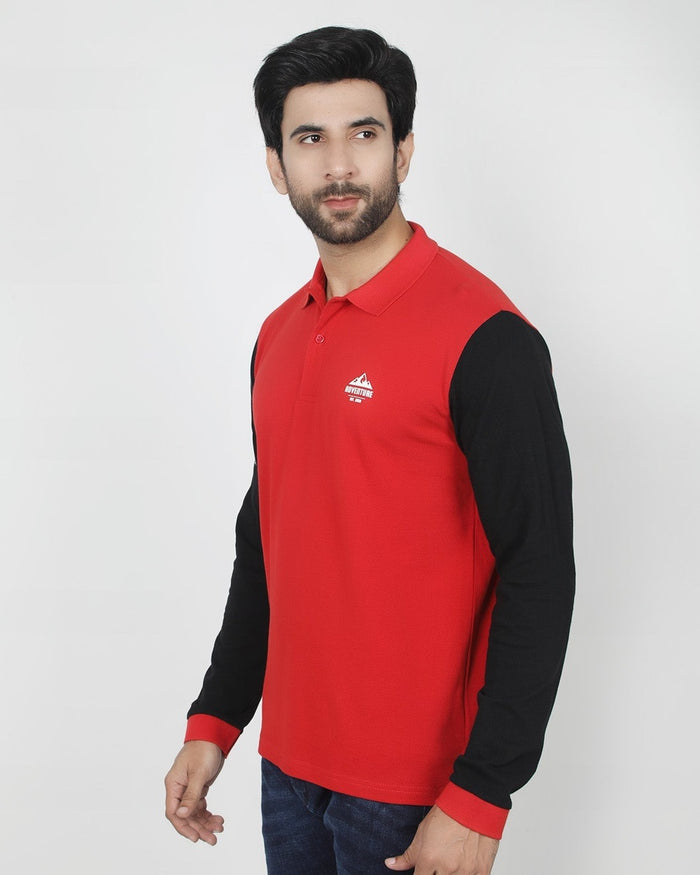 Eminent Men's Full Sleeves Polo T-Shirt - Maroon, Men's T-Shirts & Polos, Eminent, Chase Value