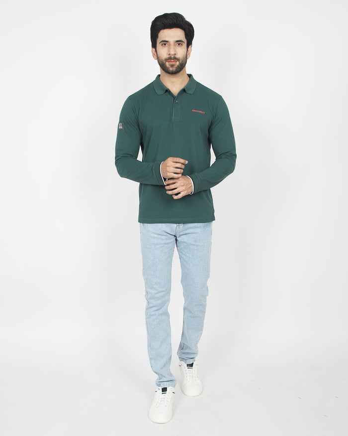 Eminent Men's Full Sleeves Polo T-Shirt - Dark Green, Men's T-Shirts & Polos, Eminent, Chase Value