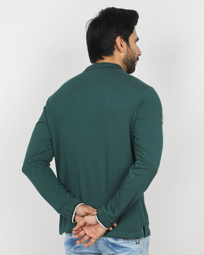 Eminent Men's Full Sleeves Polo T-Shirt - Dark Green, Men's T-Shirts & Polos, Eminent, Chase Value