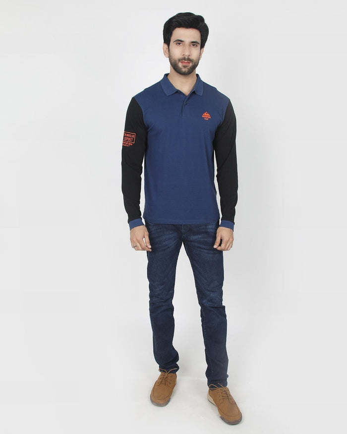 Eminent Men's Full Sleeves Polo T-Shirt - Navy Blue, Men's T-Shirts & Polos, Eminent, Chase Value