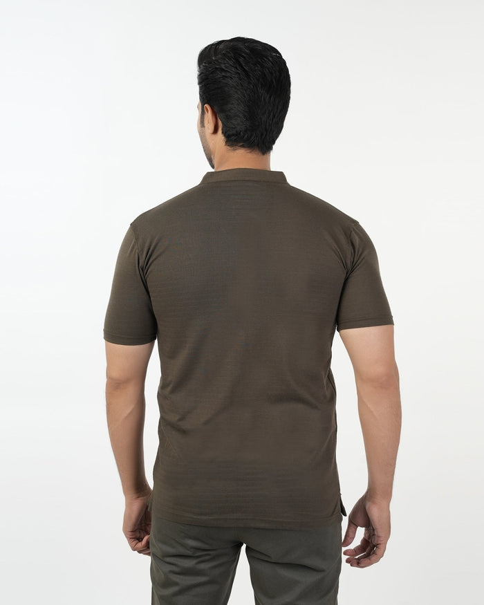 Eminent Men's Half Sleeves Sherwani Collar Front Open T-Shirt - Olive, Men's T-Shirts & Polos, Eminent, Chase Value