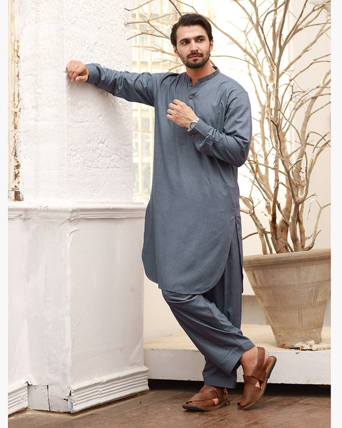 Eminent Men's Stitched Kurta Shalwar Suit - Indigo, Men's Shalwar Kameez, Eminent, Chase Value