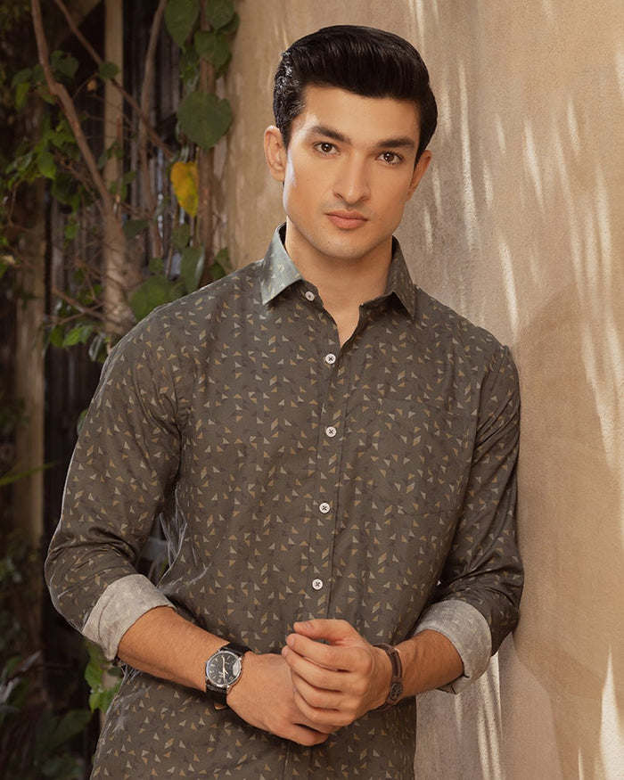 Eminent Men's Printed Shirt - Olive Green, Men's Shirts, Eminent, Chase Value