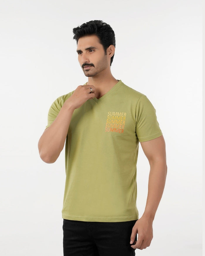 Eminent Men's Round Neck Half Sleeves Printed T-Shirt - Spinach Green, Men's T-Shirts & Polos, Eminent, Chase Value