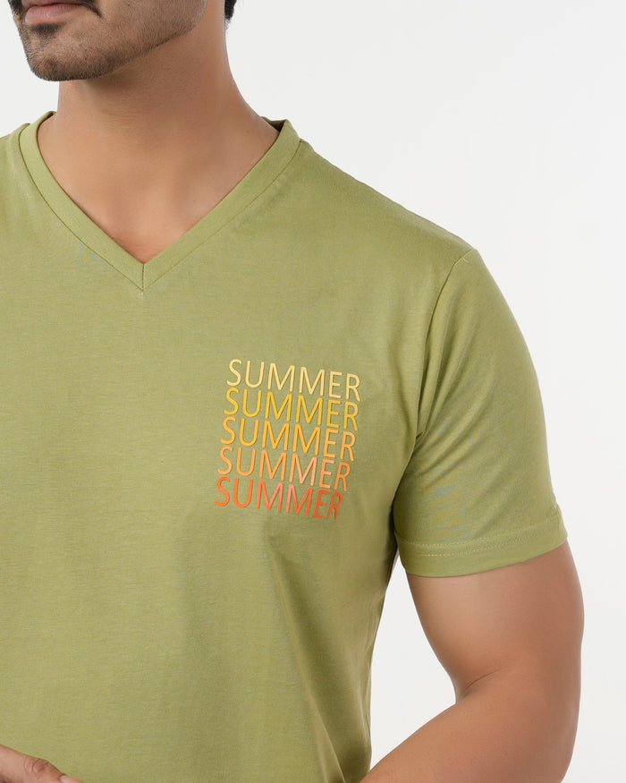 Eminent Men's Round Neck Half Sleeves Printed T-Shirt - Spinach Green, Men's T-Shirts & Polos, Eminent, Chase Value