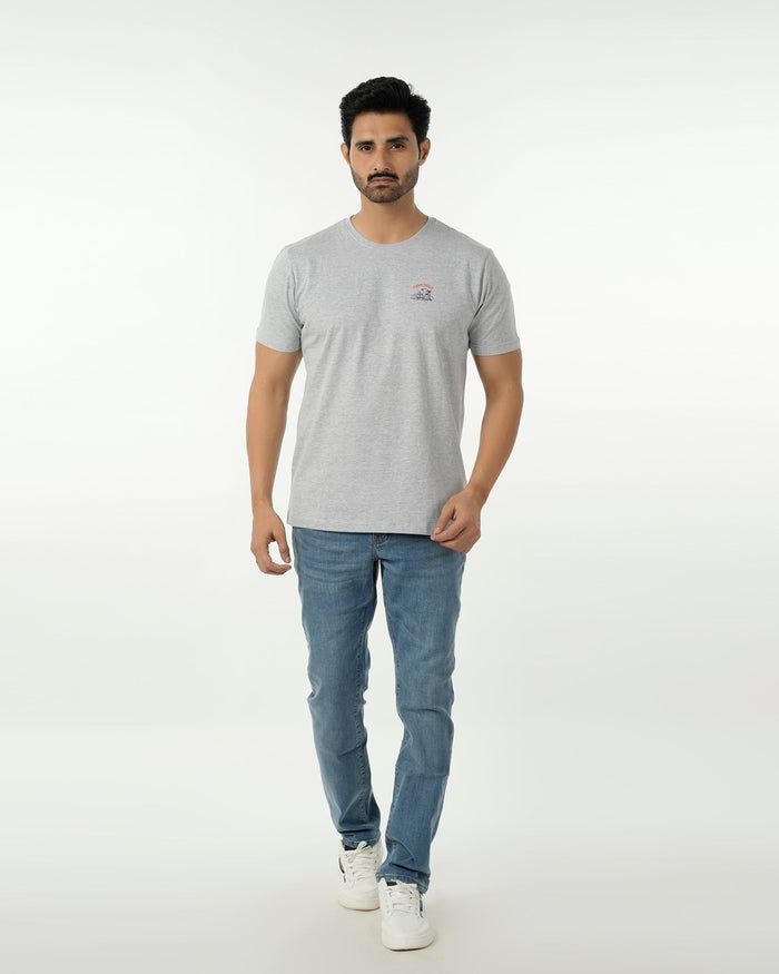 Eminent Men's Round Neck Half Sleeves Printed T-Shirt - Ash Grey, Men's T-Shirts & Polos, Eminent, Chase Value