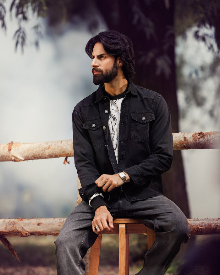 Men's Solid Denim Shirt