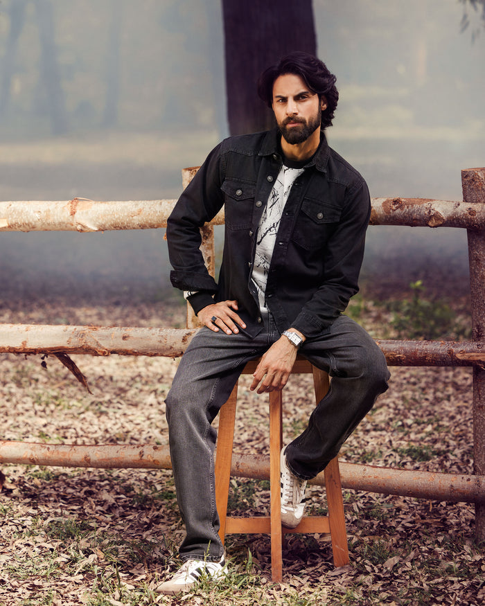 Men's Solid Denim Shirt