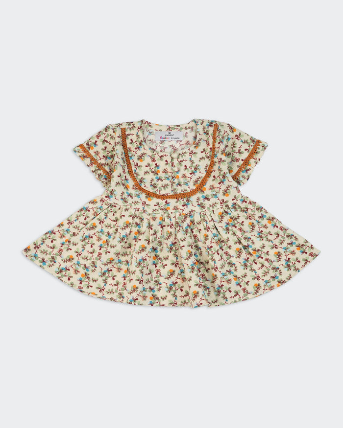 Newborn Girls Printed Textured 2 Pcs Suit