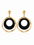 Noir Halo Statement Earrings – Black Stone Drop Earrings for Women – Pabeena