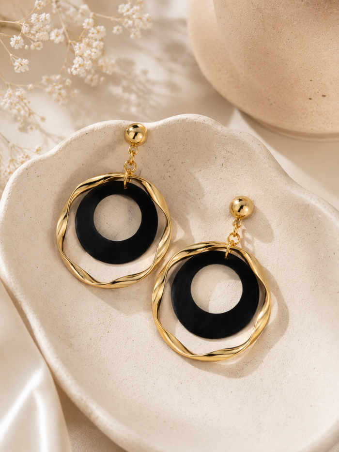 Noir Halo Statement Earrings – view 3 – Pabeena