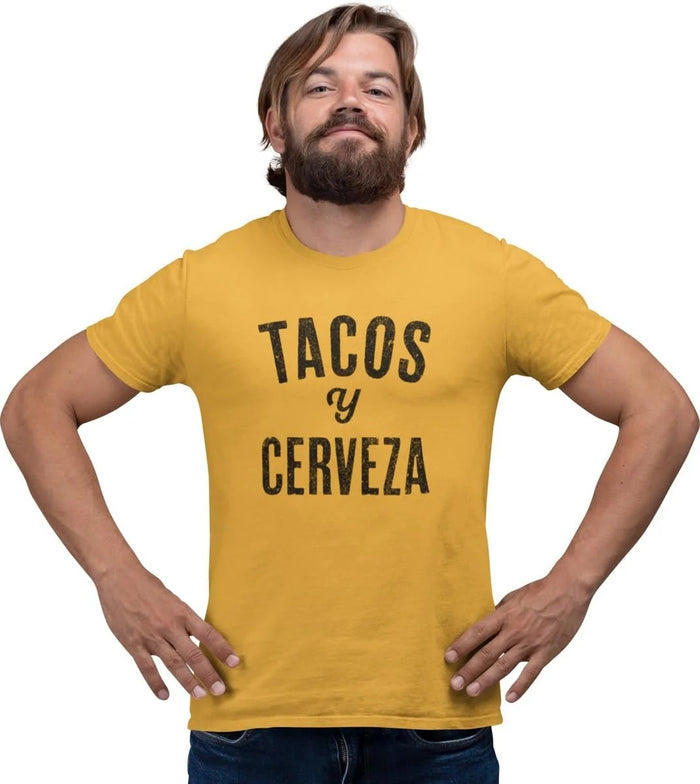 Men's Cinco De Mayo T-Shirt Taco Y Cerveza Party Beer Tees