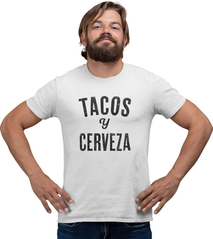 Men's Cinco De Mayo T-Shirt Taco Y Cerveza Party Beer Tees