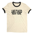 Lake Placid New York Ringer Tee Retro Style Men's T-Shirt - NYC Factory - Natural