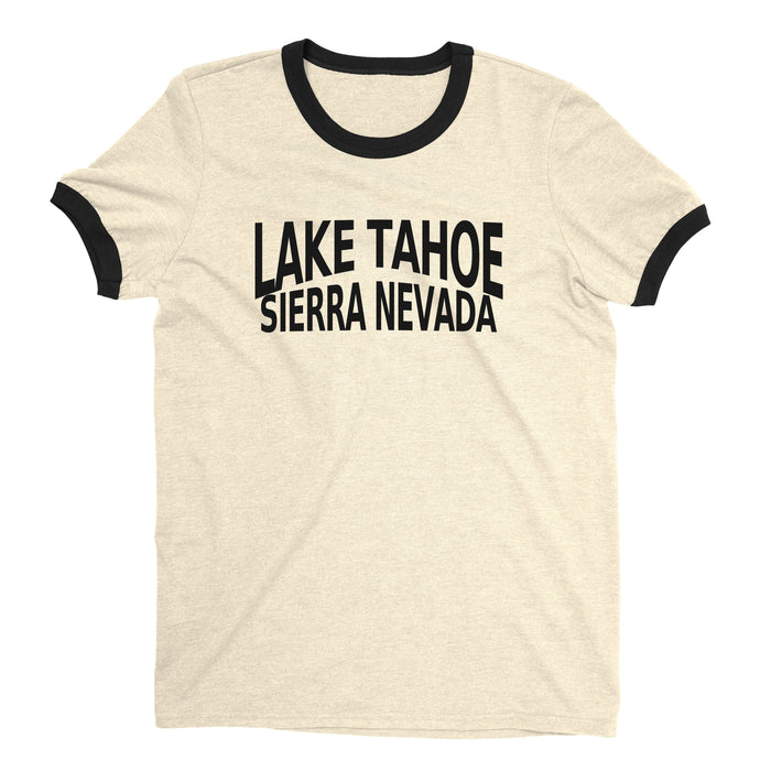 Lake Tahoe Ringer Tee Retro Style Men's T-Shirt - NYC Factory - Natural