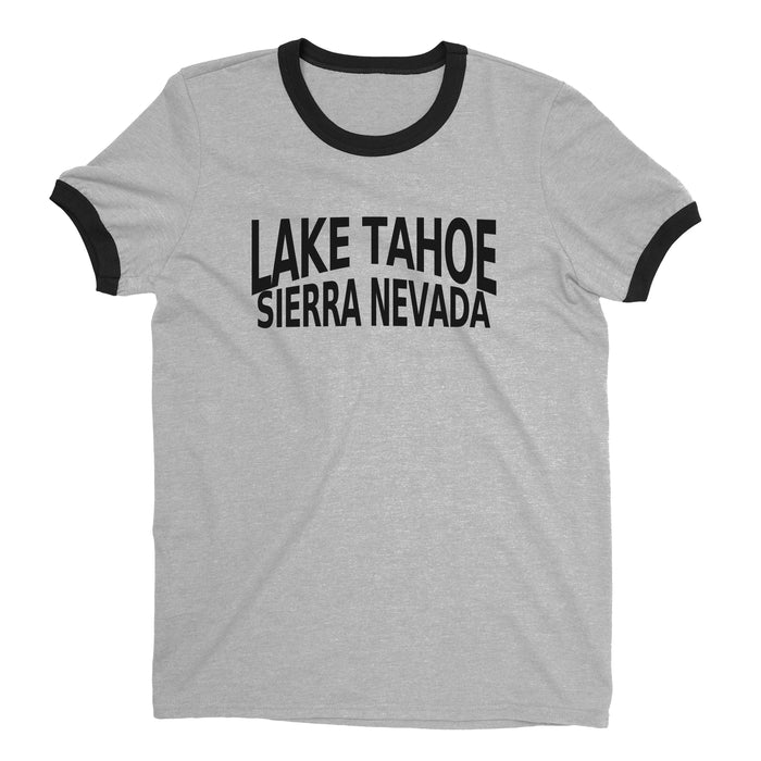 Lake Tahoe Ringer Tee Retro Style Men's T-Shirt - NYC Factory - Heather Gray