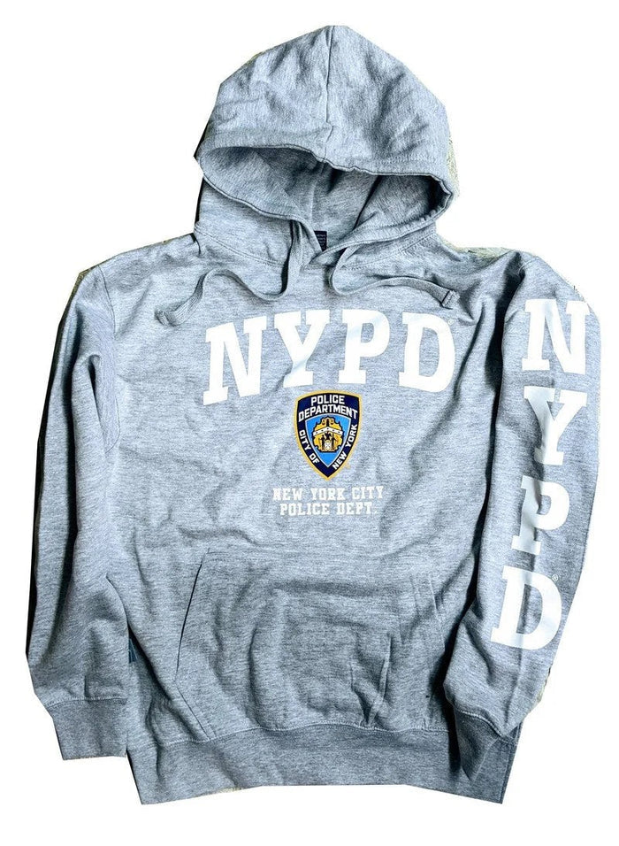 NYPD Hoodie White Sleeve Print Sweatshirt Gray