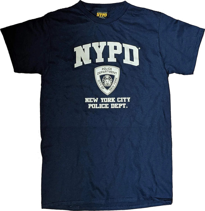 NYPD Short Sleeve White Print T-Shirt Navy New York City Gift Souvenir Police - NYC Factory