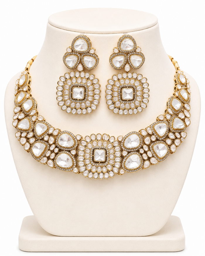 Opulent Glow Moissanite Choker Set – Bridal Necklace Set for Women – Pabeena