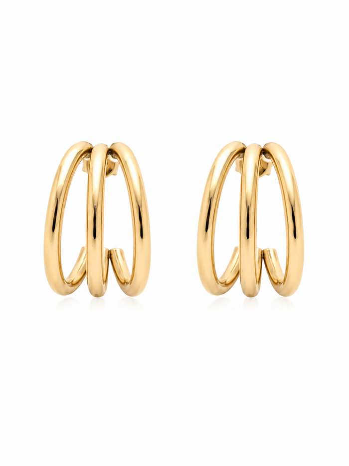 Orbit C-Shape Stud Earrings – Gold Plated Minimal Studs for Women – Pabeena