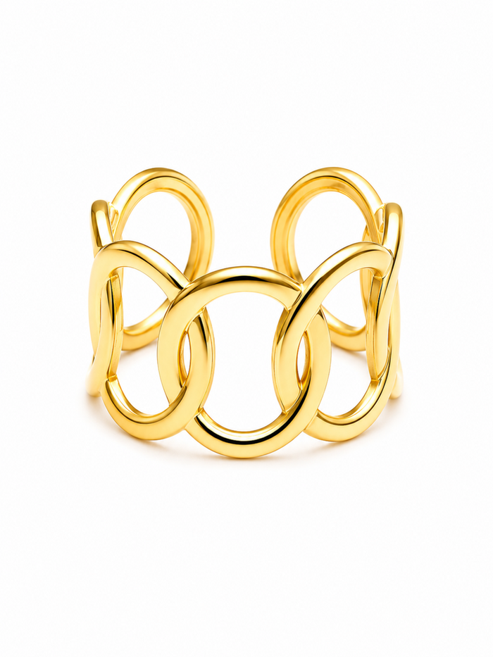 Oval Link Ring – Gold Plated Criss-Cross Open Ring for Women – Pabeena