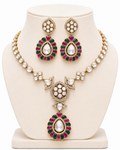 Peacock Fleur Meenakari Enamel Necklace Set – Bridal Jewellery – Pabeena