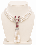 Pearl Prism Tassel Necklace Set – Triple Strand Pearl Jewellery for Women – Pabeena